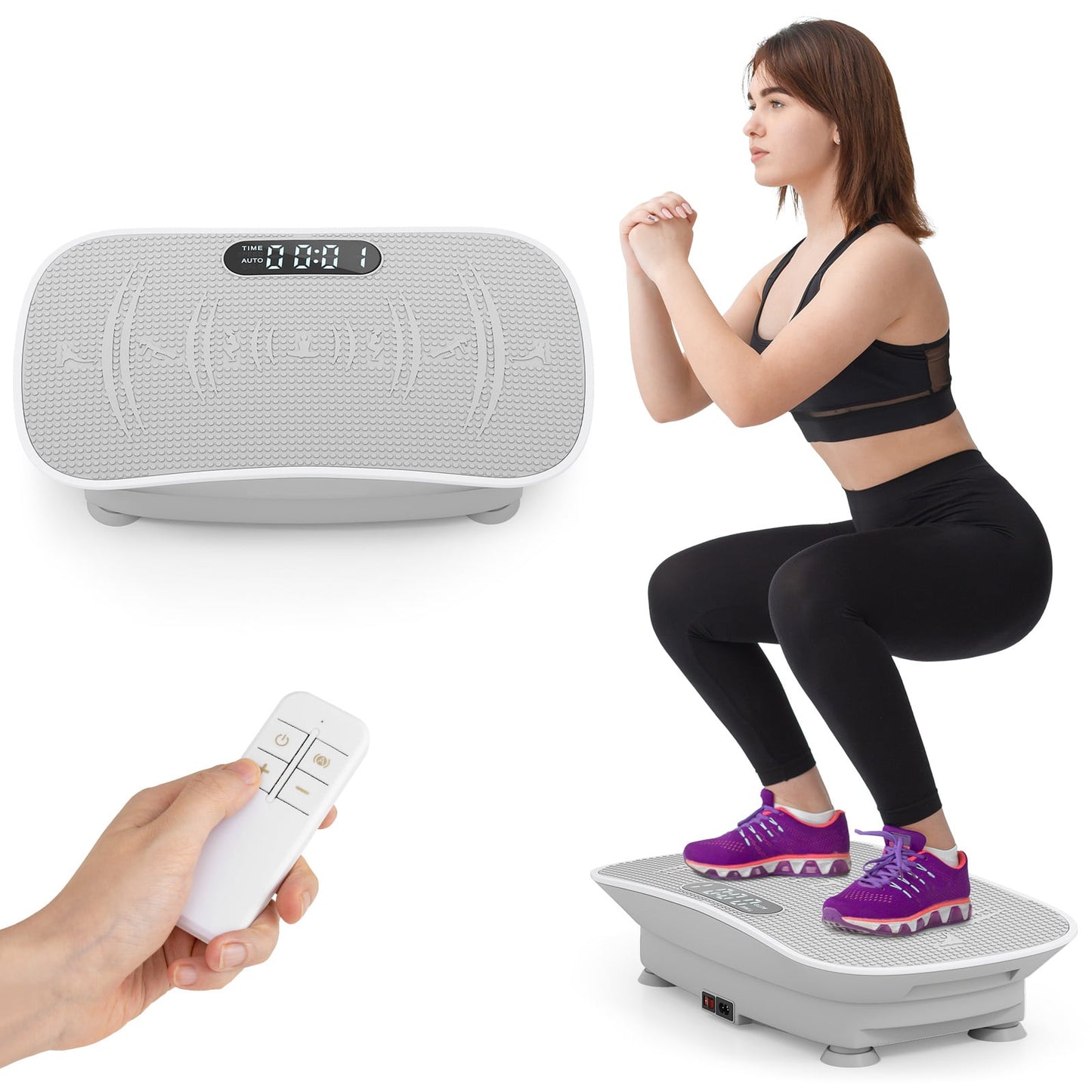 Vibration Plate Exercise Machine for Lymphatic Drainage and Weight Loss with 10 Speed Intensities-Grey
