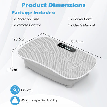 Vibration Plate Exercise Machine for Lymphatic Drainage and Weight Loss with 10 Speed Intensities-Grey