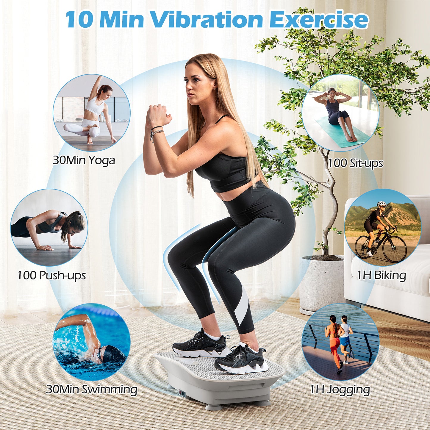Vibration Plate Exercise Machine for Lymphatic Drainage and Weight Loss with 10 Speed Intensities-Grey