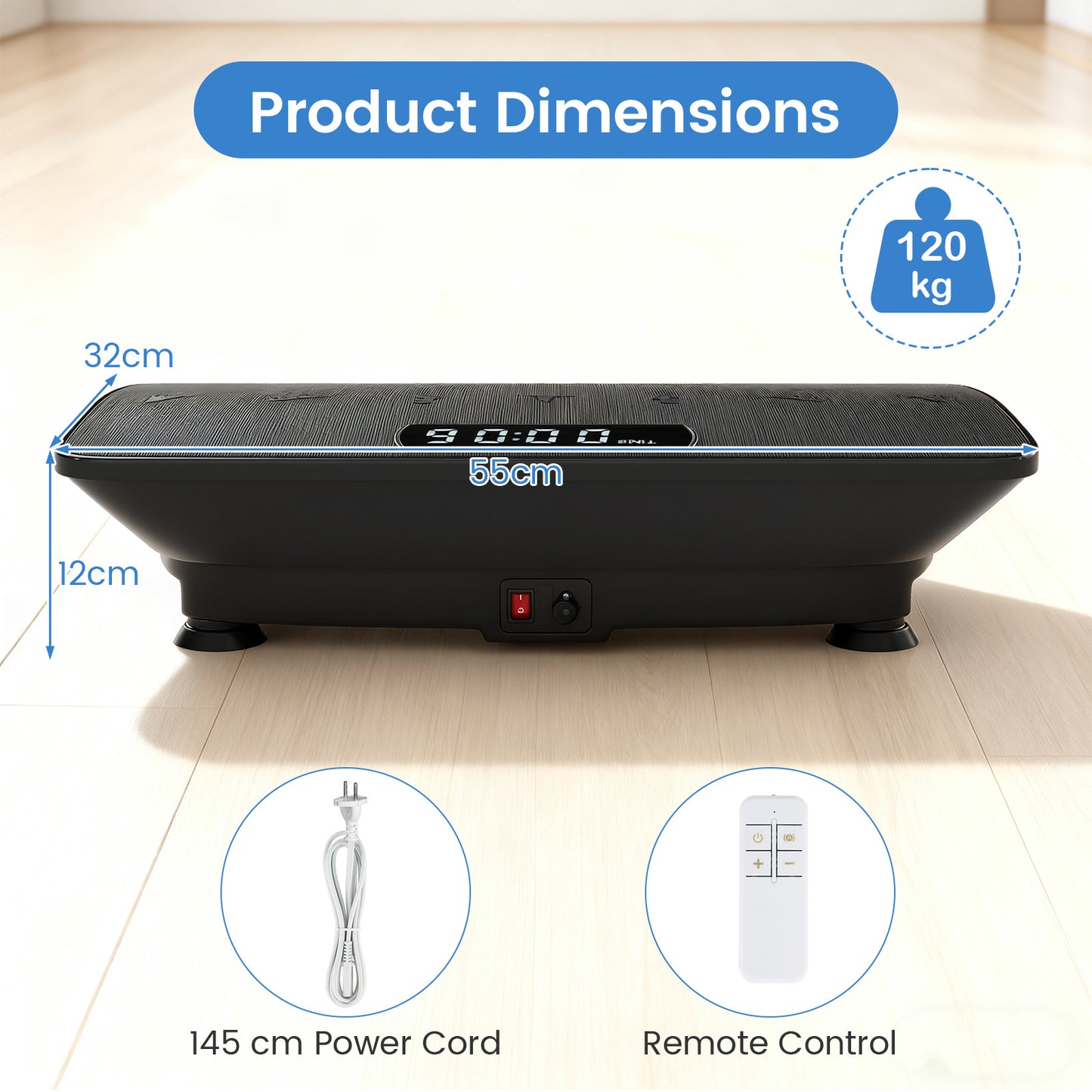Vibration Plate Exercise Machine with Gravity Sensor for Home-Black