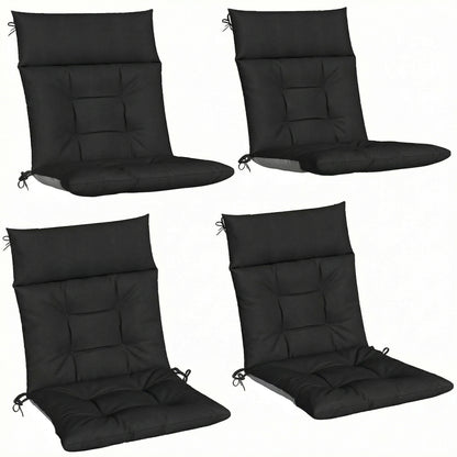Outsunny Patio Chair Cushions Set of 4, Waterproof Non-Slip Lounge Chair Cushions, 112x53cm, Black