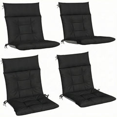 Outsunny Patio Chair Cushions Set of 4, Waterproof Non-Slip Lounge Chair Cushions, 112x53cm, Black