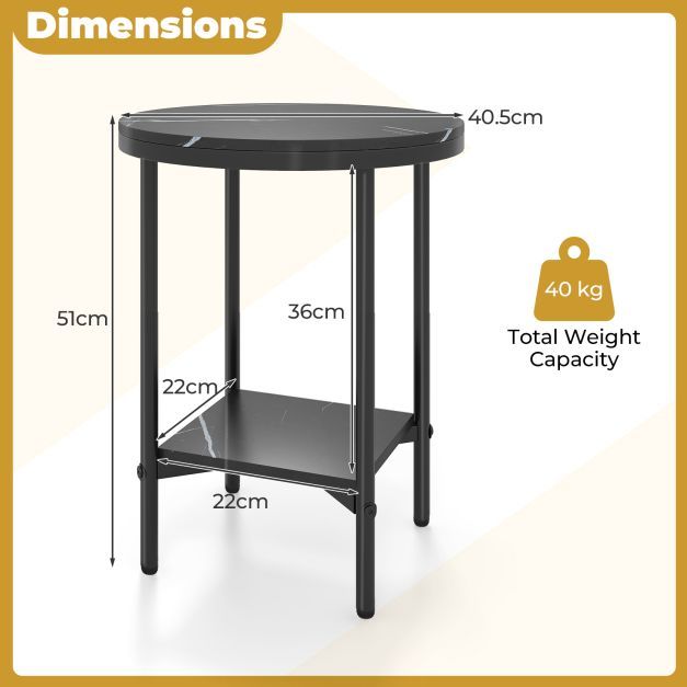 Vintage Nightstand Lamp & Modern Round Side Table Set