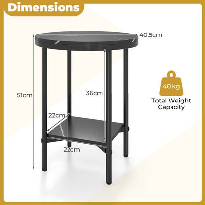 Vintage Nightstand Lamp & Modern Round Side Table Set
