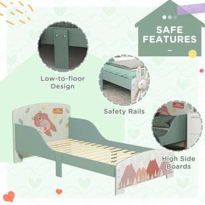 ZONEKIZ Toddler Bed Frame, Kids Bedroom Furniture for Ages 3-6 Years, Green