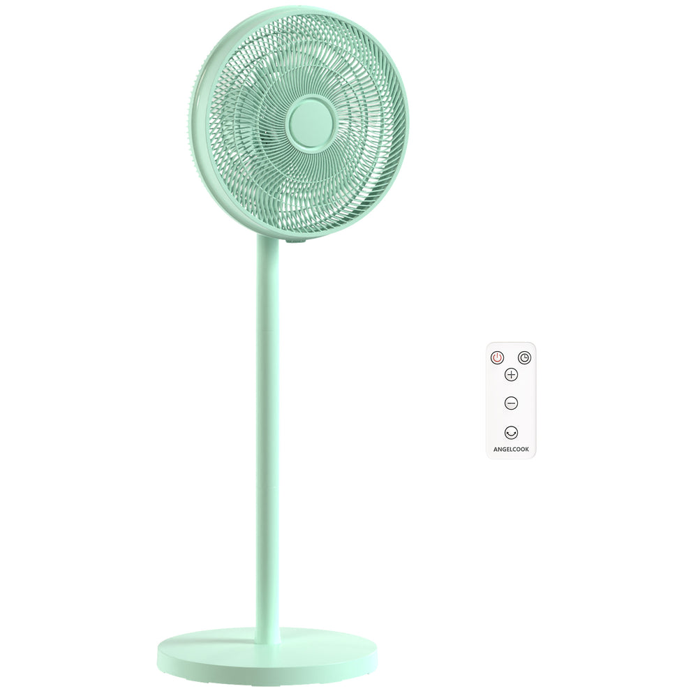 HOMCOM 40 cm Standing Fan, Cooling Floor Fan with 80° Oscillating, Adjustable Tilt and Height, 4 Speed, Remote Control, Green