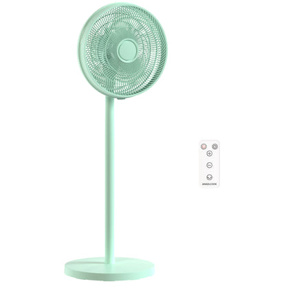 HOMCOM 40 cm Standing Fan, Cooling Floor Fan with 80° Oscillating, Adjustable Tilt and Height, 4 Speed, Remote Control, Green