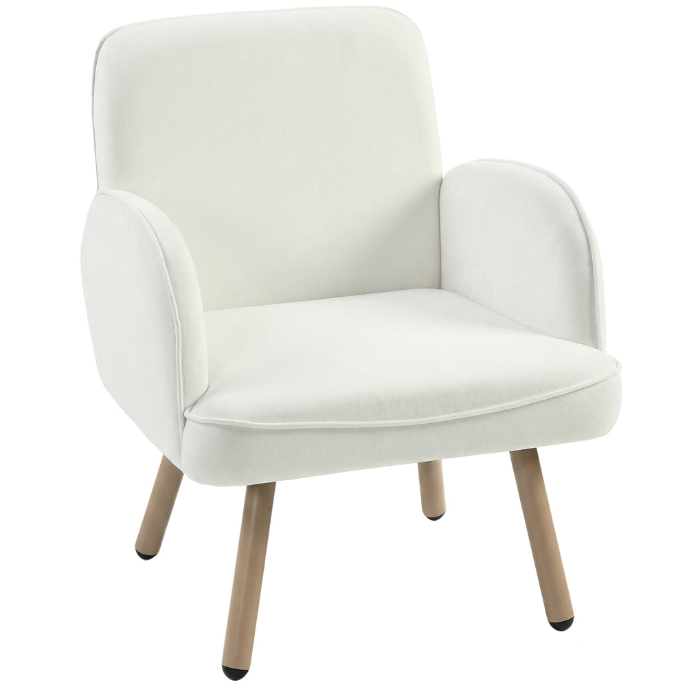 HOMCOM Lounge Chair Velvet Upholstered Armchair with Spring Cushion for Living Room Bedroom Cream White