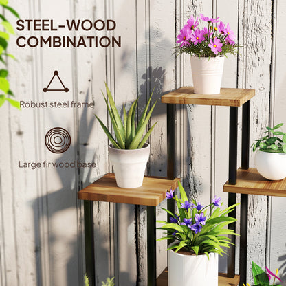 Outsunny Seven Wooden Shelf Plant Stand