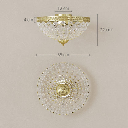 HOMCOM Crystal Chandelier Ceiling Light with 168 Octagonal Beads, Vintage 2-Light Flush Mount Ceiling Light for Living Room, Bedroom, Hallway, Dining Room, Gold Tone
