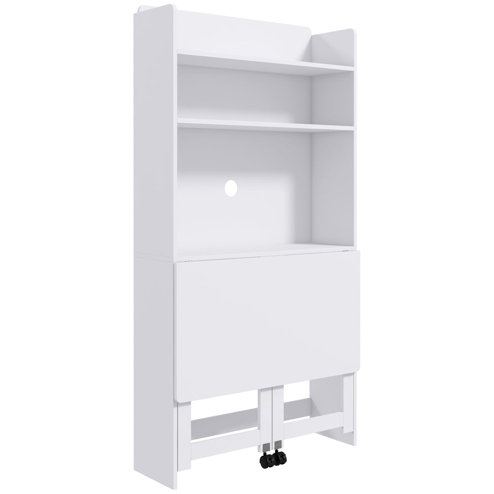 HOMCOM Foldable Desktop, Computer Desk with Storage Shelves, 80 x 69 x 155 cm, White