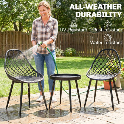 Outsunny 3-Piece Outdoor Bistro Set with 2 Chairs and Round Table for Garden, Balcony, Porch, Black
