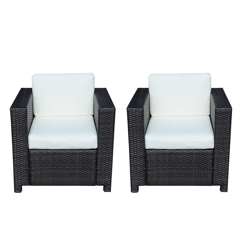 Outsunny 2 Rattan Garden single Seater Chair All Weather Wicker Weave Single Sofa chair armchair Patio Black