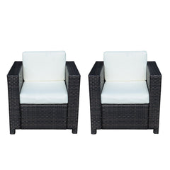 Outsunny 2 Rattan Garden single Seater Chair All Weather Wicker Weave Single Sofa chair armchair Patio Black