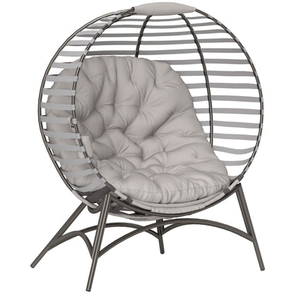 Outsunny Egg Chair with Cushion & Side Pocket - Light Grey