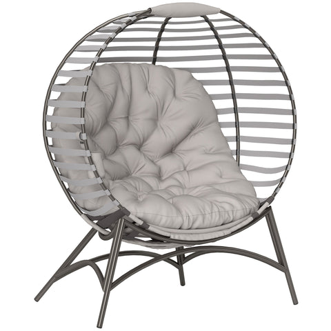 Outsunny Egg Chair with Cushion & Side Pocket - Light Grey