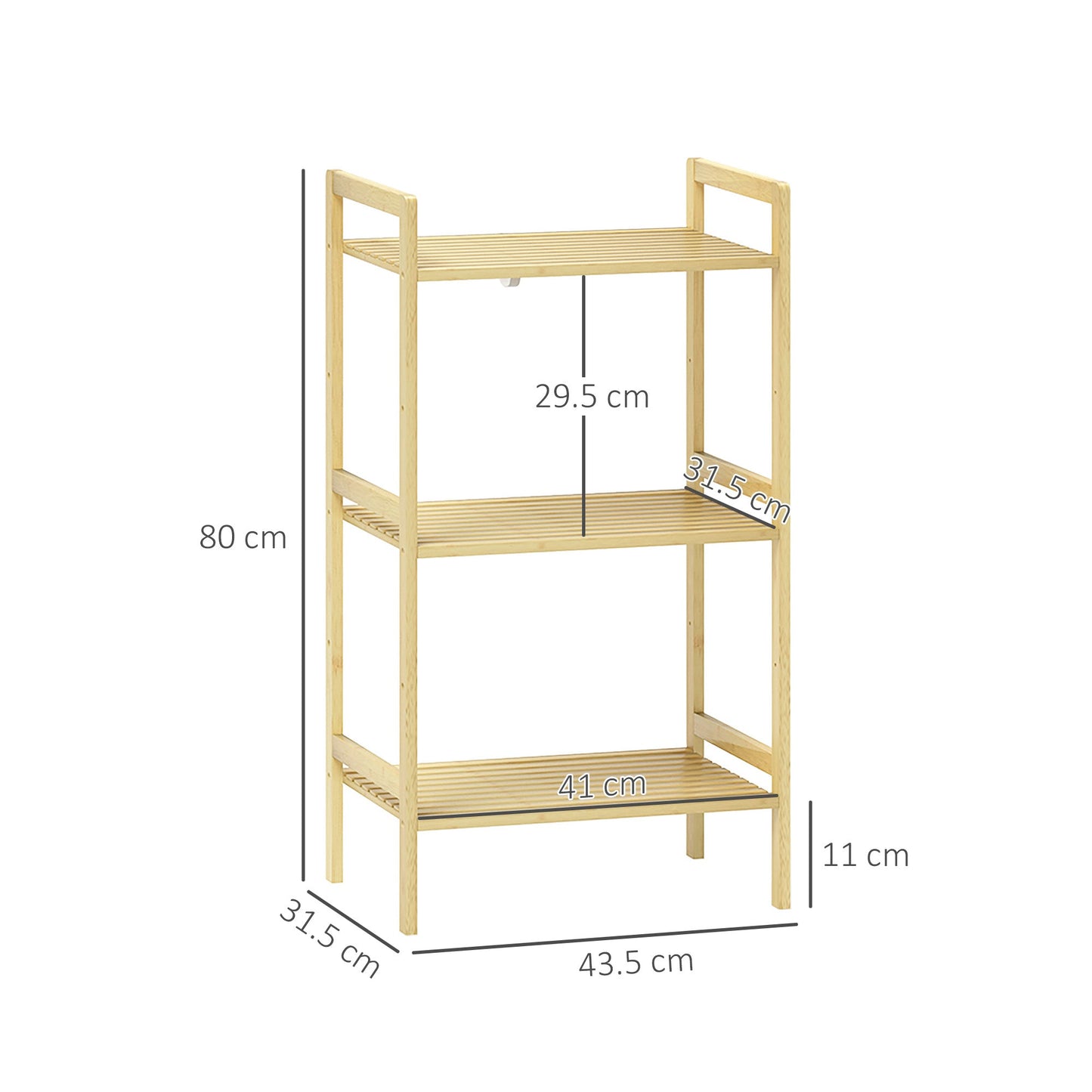 HOMCOM Three-Tier Bamboo Adjustable Shelf Storage Unit