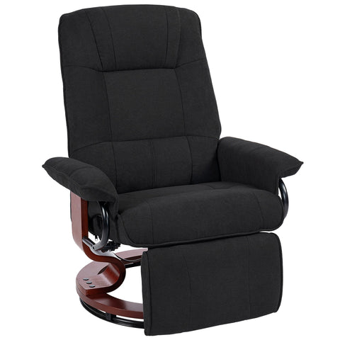 HOMCOM Reclining Swivel Chair, with Footrest - Black