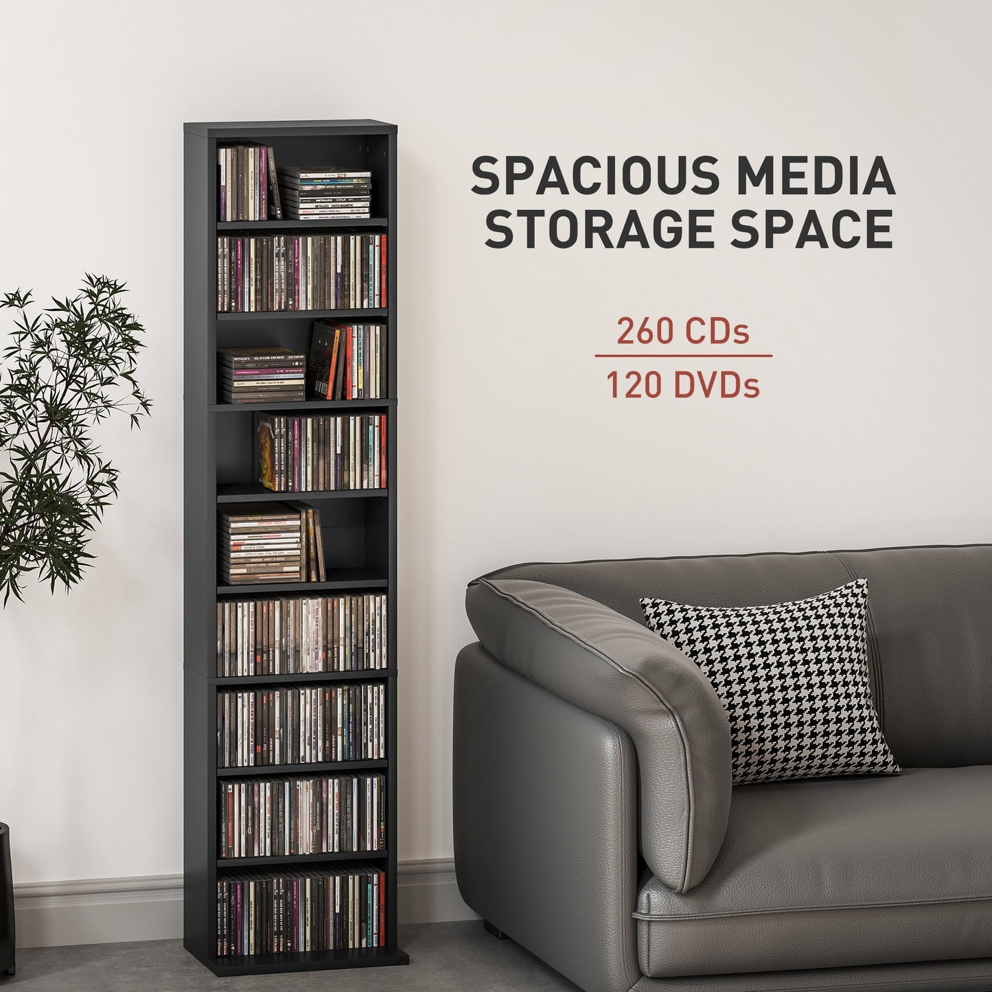 HOMCOM 260 Narrow CD Storage Unit - Black