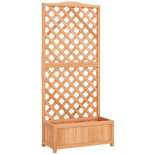Outsunny Wooden Planter with Trellis, Freestanding Raised Bed for Garden with Lattice, Outdoor Planter Box for Climbing Plants, Vines, Flowers, 76 x 36 x 170 cm, Brown