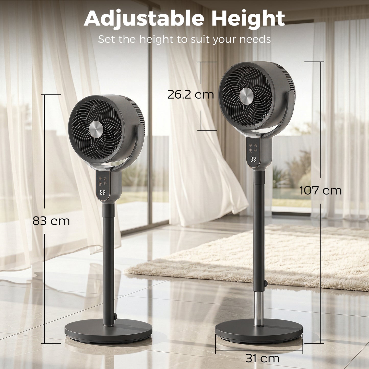 HOMCOM 20 dB Silent Standing Fan for Bedroom, 42" Pedestal Fan with Remote, 90Â° Oscillating, 8 Speeds, Remote Control, Grey