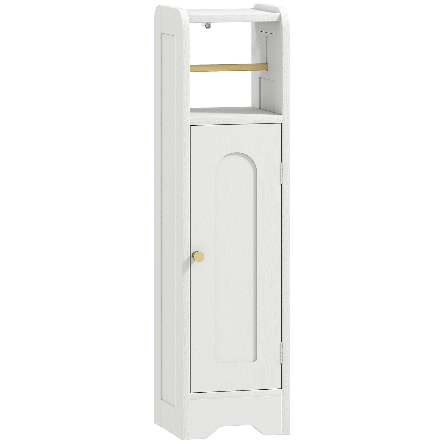 HOMCOM Small Bathroom Storage Cabinet with Toilet Roll Holder - White
