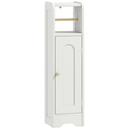 HOMCOM Small Bathroom Storage Cabinet with Toilet Roll Holder - White