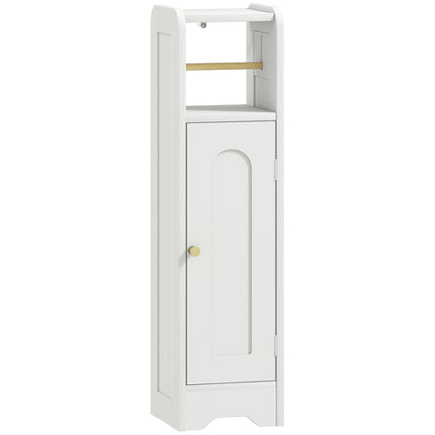 HOMCOM Small Bathroom Storage Cabinet with Toilet Roll Holder - White