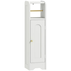 HOMCOM Small Bathroom Storage Cabinet with Toilet Roll Holder - White