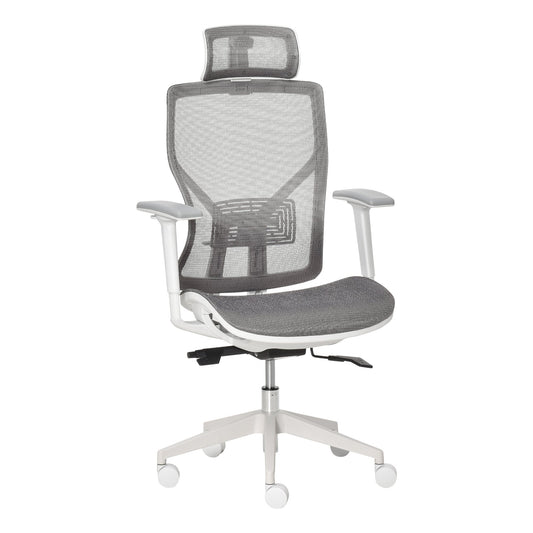 Vinsetto Ergonomic Office Chair with 360¡ , Wheel, Mesh Back, Adjustable Height & 3D Armrest for Home Office, Grey