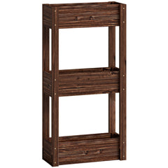Outsunny 3-Tier Wooden Raised Planter, Raised Garden Bed on Legs with Drainage Holes and Bed Liner, Elevated Garden Planter