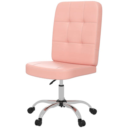 Vinsetto Armless Faux Leather Office Chair - Pink