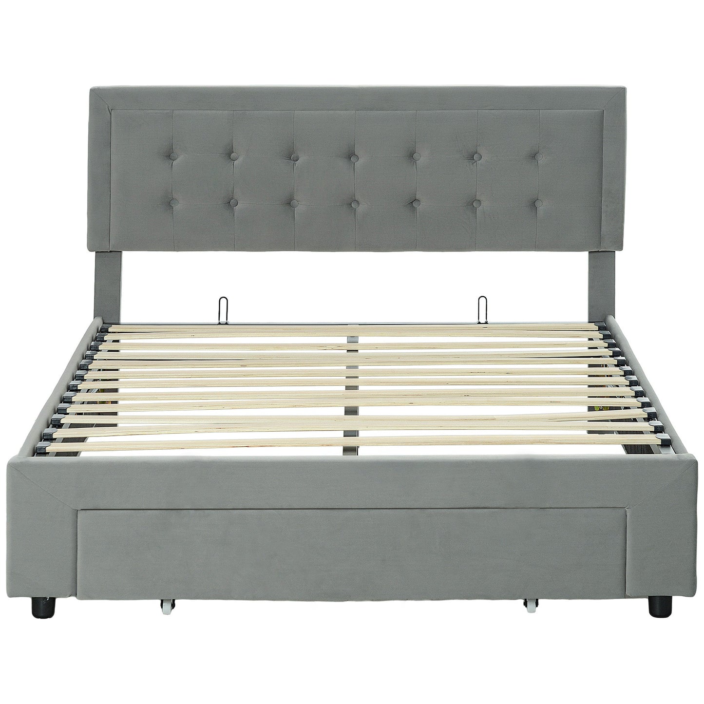 HOMCOM Double Size Ottoman Bed Frame 140W x 193.5D x 95Hcm with Front Drawer - Grey
