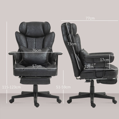 HOMCOM Executive Office Chair, Ergonomic Desk Chair with Foot Rest, Lumbar Support, Reclining Function and Wide Seat, Black