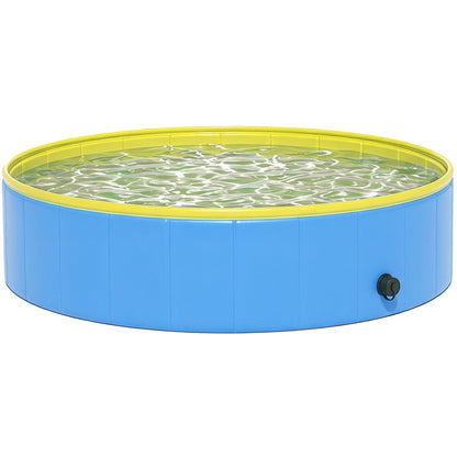 PawHut Foldable Dog Pool for Puppies and Ducks Dog Paddling Pool Bath Tub, Blue, 120 x 30cm