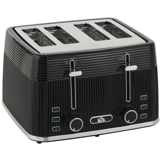 HOMCOM 4 Slice Toaster with 7 Browning Levels, Bread Toaster with Removable Crumb Tray, Black