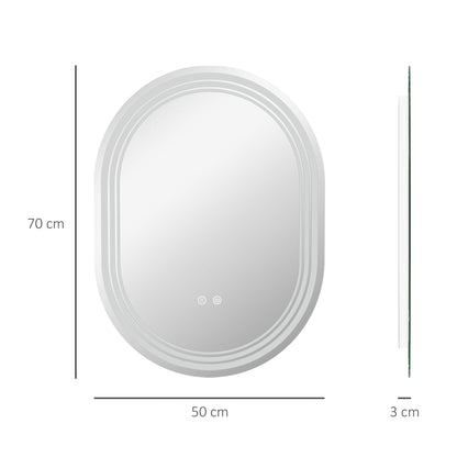 مرآة حمام من كلينكين مقاس 700 × 500 مم مع أضواء LED ومرآة مكياج مضادة للضباب تعمل باللمس ومفتاح رأسي أو أفقي