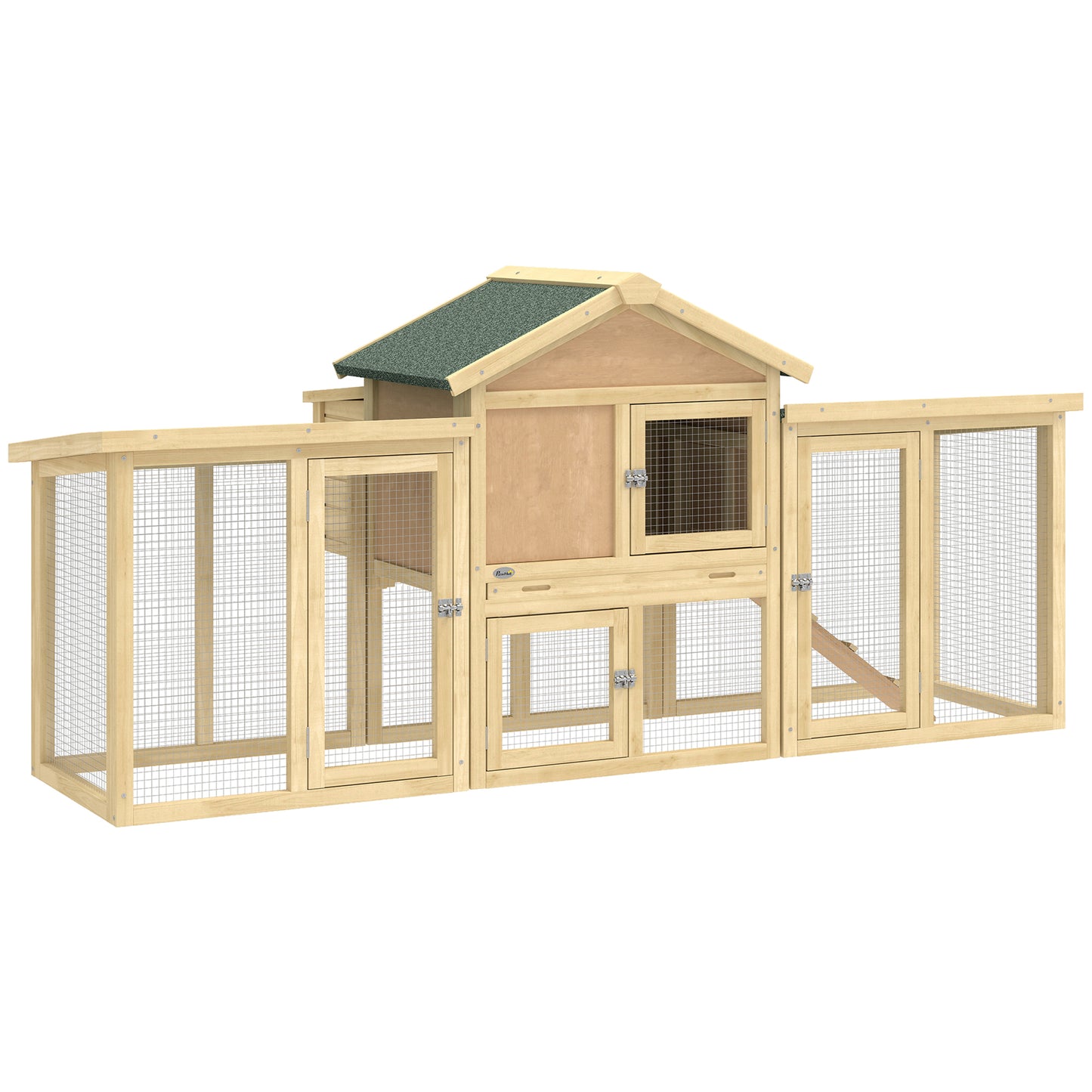 PawHut Large Chicken Coop, Wooden Outdoor Chicken Cage Poultry Hen House with Nesting Box