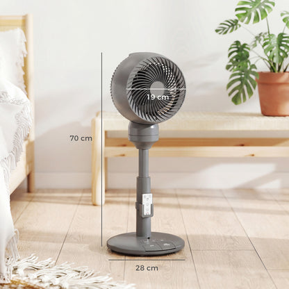 HOMCOM Air Circulator Fan Pedestal Cooling Fan with 3 Speed 3 Mode and Remote Control, 9 Inch, Grey