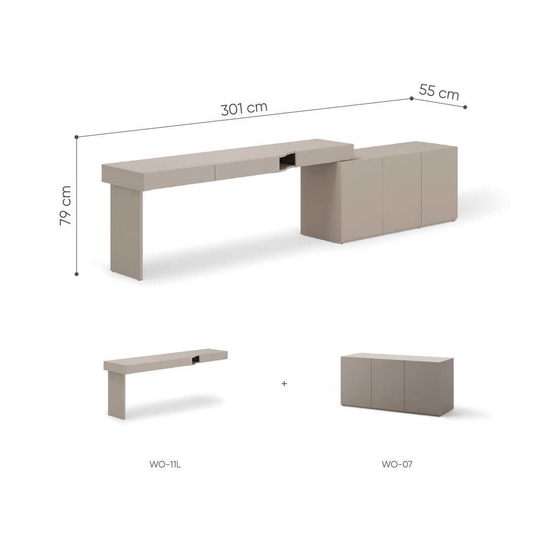 Woow Desk With Sideboard 301cm
