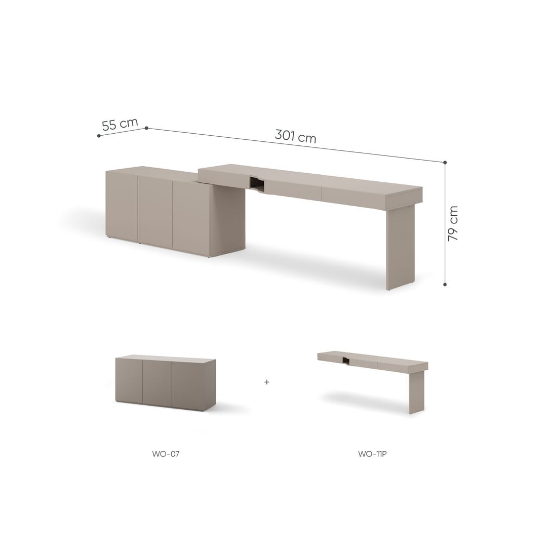 Woow Desk With Sideboard 301cm