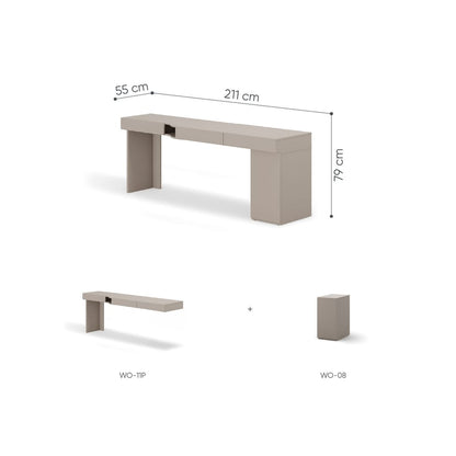 Woow Desk With Storage Container 211cm