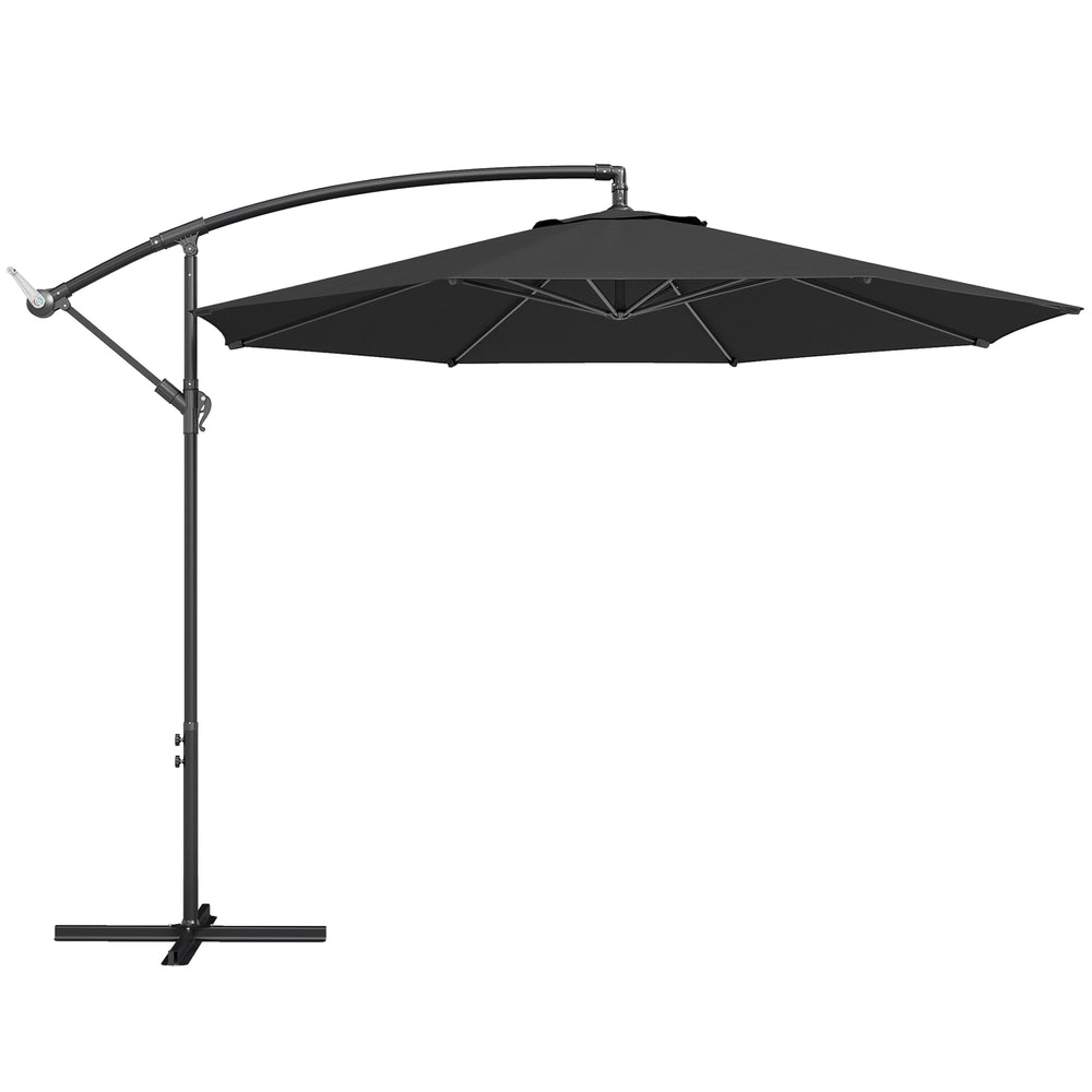 Outsunny 3 m Overhanging Cantilever Parasol, with Cross Base - Black