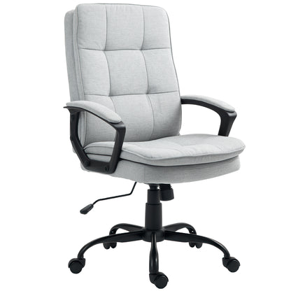 HOMCOM Linen-Look Double-Padded Office Chair - Grey