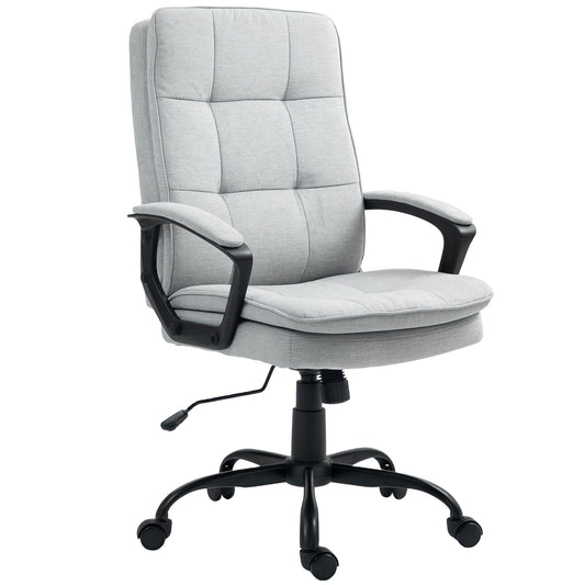 HOMCOM Linen-Look Double-Padded Office Chair - Grey