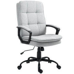 HOMCOM Linen-Look Double-Padded Office Chair - Grey