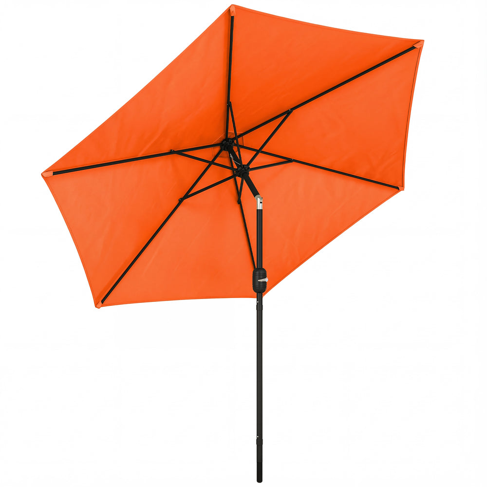Outsunny 2.6 m Garden Parasol Umbrella with Aluminium Pole, Outdoor Patio Umbrella with Tilt and Crank, Vent, Orange