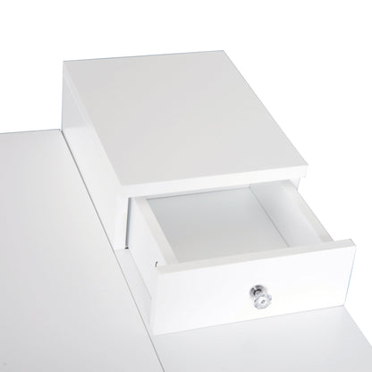 HOMCOM MDF,Pine Dressing Table Desk Flip-up Mirror Multi-purpose 2 Drawers Modern - White