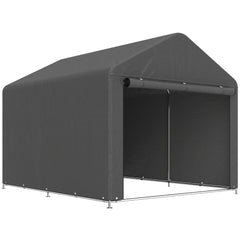 Outsunny 6.6 x 7.8ft Outdoor Garden Storage Shed, Waterproof Bike Tent with Roll-up Zipper Door, Galvanised Metal Frame, Portable Shed Shelter Carport for Motorcycle Garden Tools, Dark Grey
