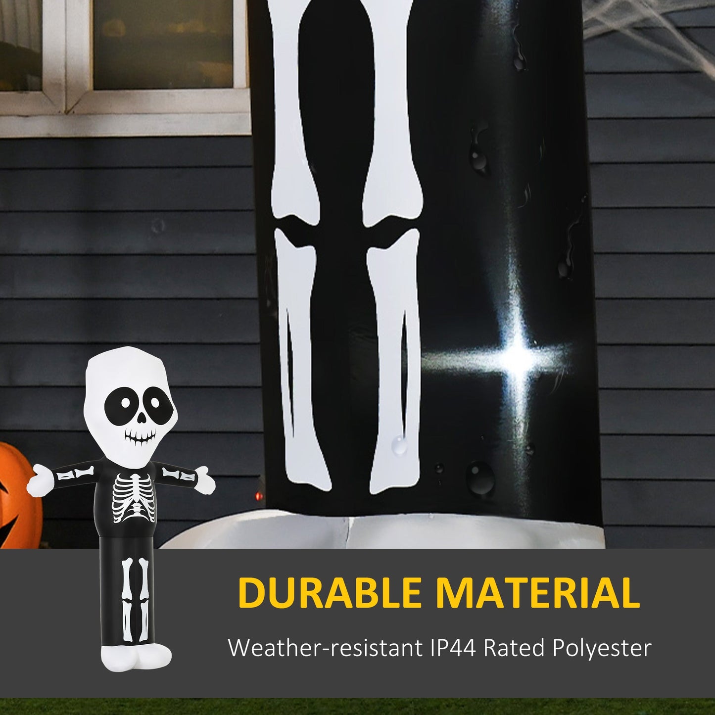 HOMCOM 3m Halloween Inflatable Skeleton Ghost Decoration, LED Lighted for Home Indoor Outdoor Garden Lawn Decoration Party Prop